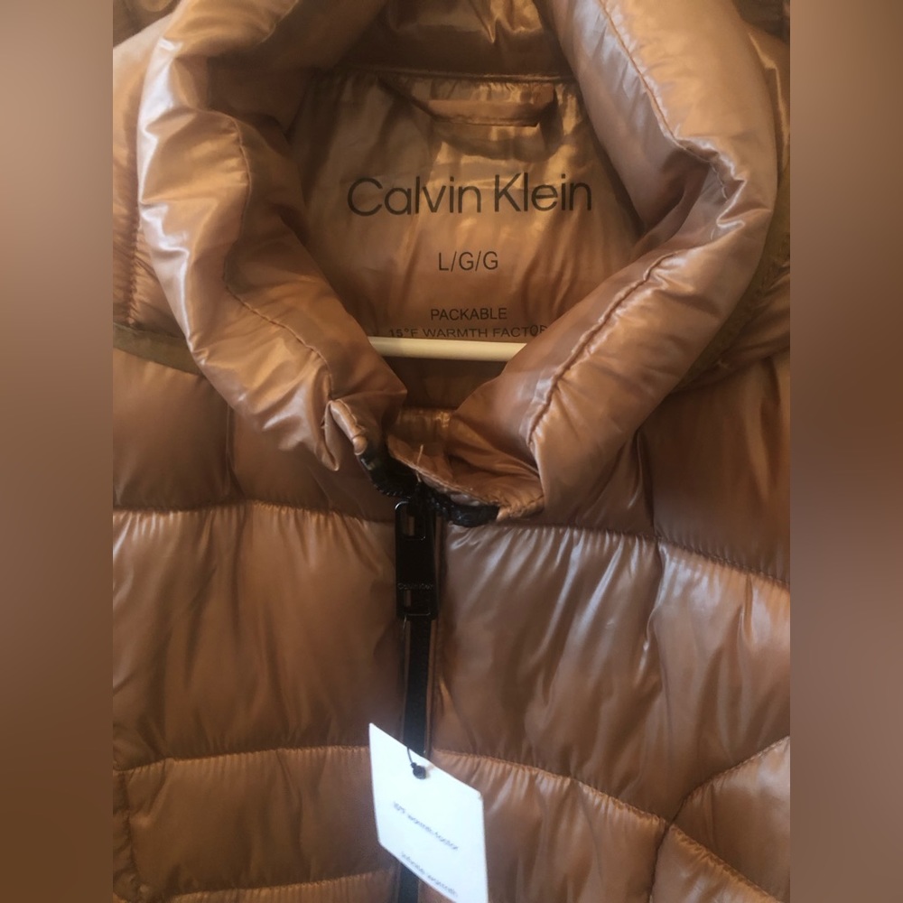 Calvin Klein packable puffer jacket in Taupe